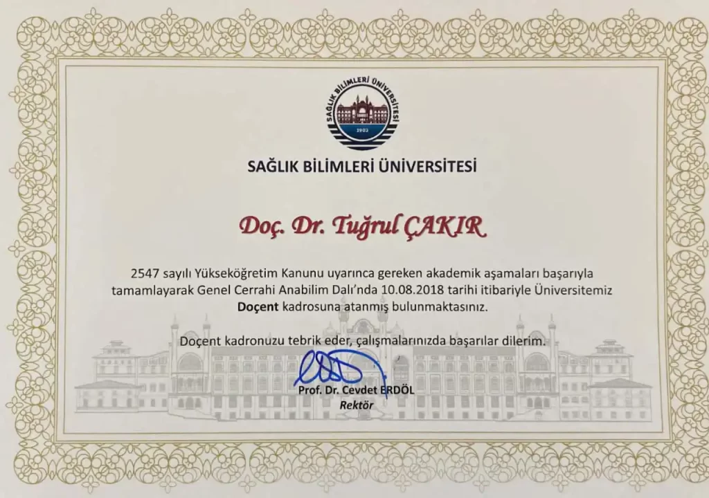 Tuğrul Çakır Doçentlik Belgesi